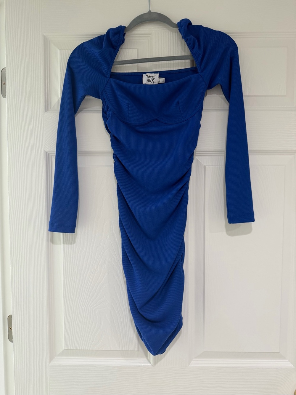 Princess Polly Royal Blue Long Sleeve Ruched Bodycon Dress